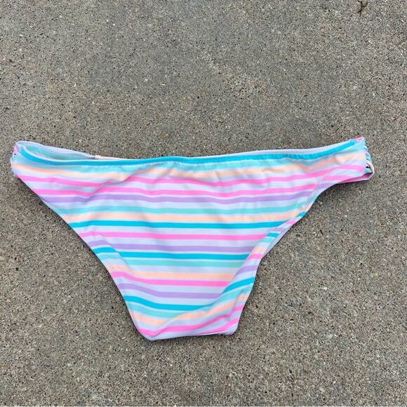 Victoria’s Secret Sequin Pastel Rainbow Stripe Bikini Bottoms MEDIUM - Picture 3 of 5
